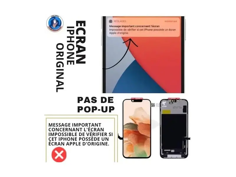 Écrans pour iPhone disponibles (pas de remplacement d'écran pop-up)