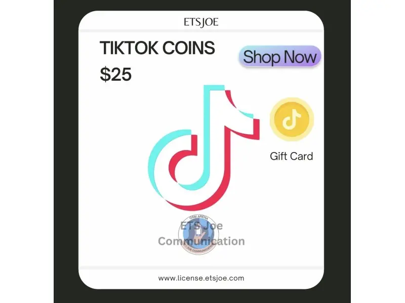 TikTok Coins(Pièce) Carte cadeau de 25$